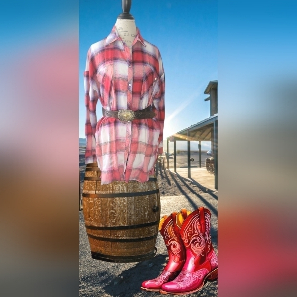POL Hand distressed Flannel Shirt from the Movie 🎬 Set Jerico